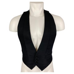HENRY POOLE & Co. Size 36 Black Silk Tuxedo Vest