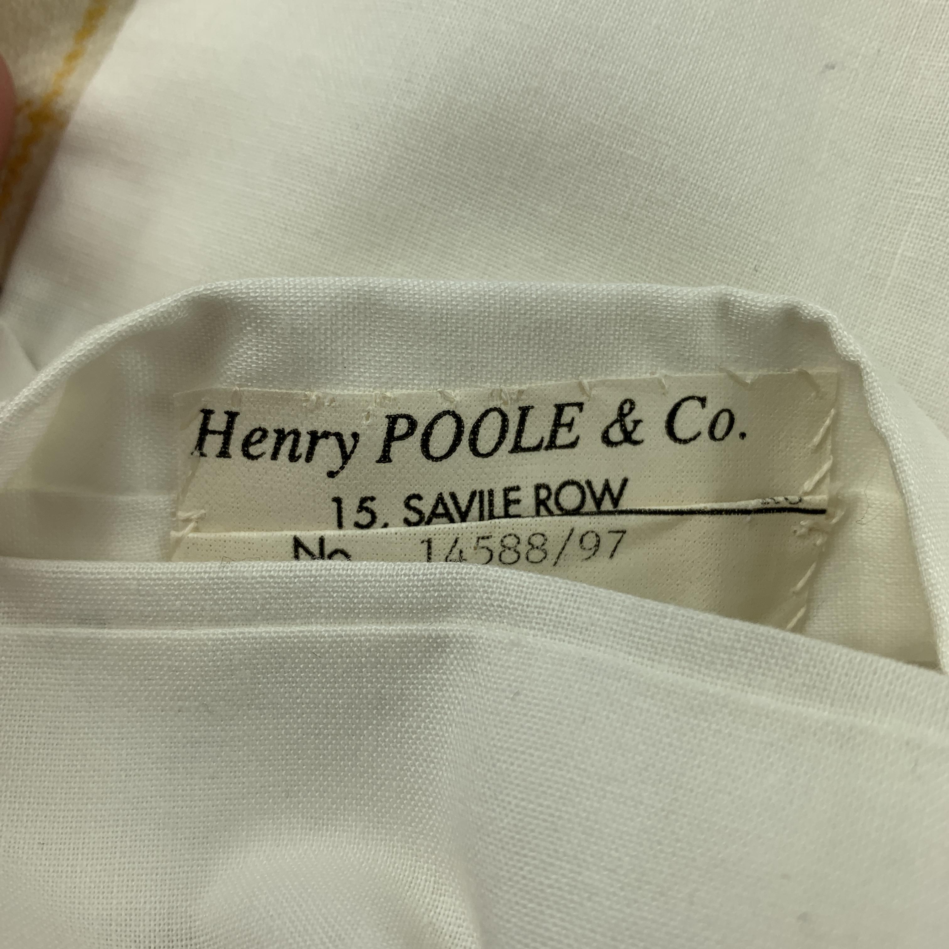 Men's HENRY POOLE & CO Size 40 Beige & Blue Window Pane Wool Notch Lapel Vest
