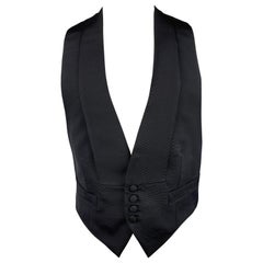 HENRY POOLE & CO Size 40 Black Solid Silk Tuxedo Vest