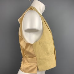 HENRY POOLE & CO Size 40 Khaki Solid Linen Double Breasted Vest