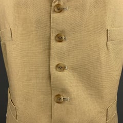 HENRY POOLE & CO Size 40 Khaki Solid Linen Notch Lapel Vest