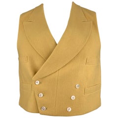 HENRY POOLE & CO Size 40 Mustard Wool Double Breasted Vest