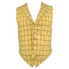 HENRY POOLE & CO Size 40 Yellow Window Pane Wool Notch Lapel Vest