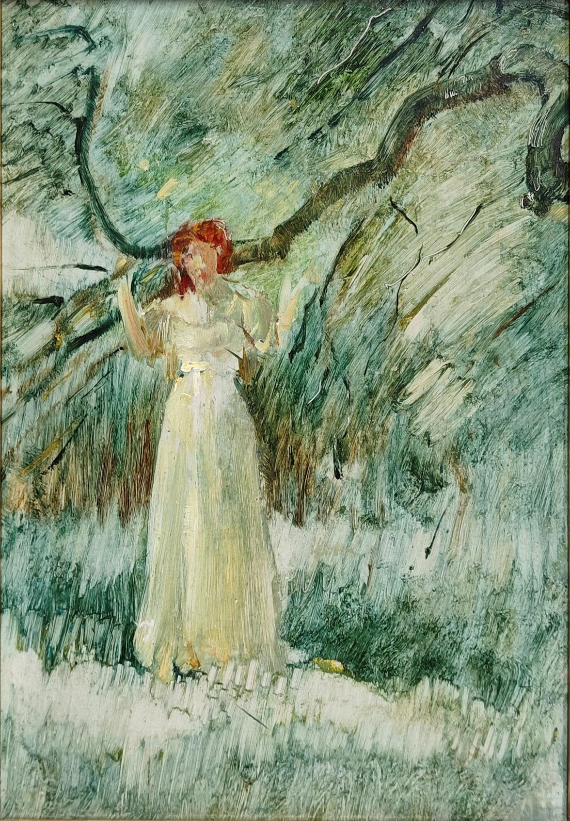 Henry Prellwitz
Into the Woods
Oil on board
11 1/2 x 8 3/4 inches


Henry Prellwitz studied art at the Art Students League of New York, where his chief mentor was Thomas Wilmer Dewing; he later became its director.[3] He also studied at the Académie