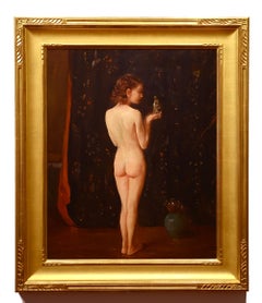 Meditation, Oil, Figurative, Nude, Impressionist, Early 20th Century