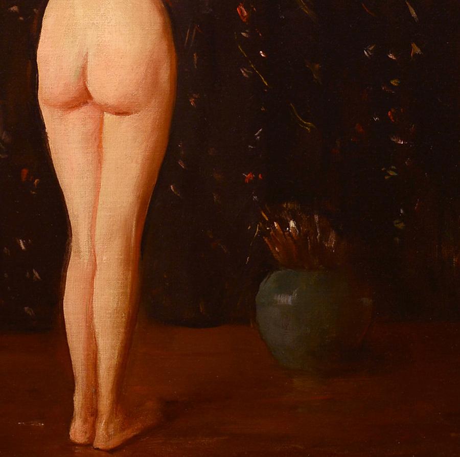 Méditation, Huile, Figurative, Nu, Impressionniste, Début du 20e siècle - Noir Nude Painting par Henry R. Rittenberg