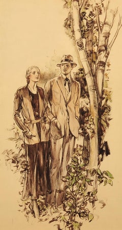 Vintage Couple Beside a Tree