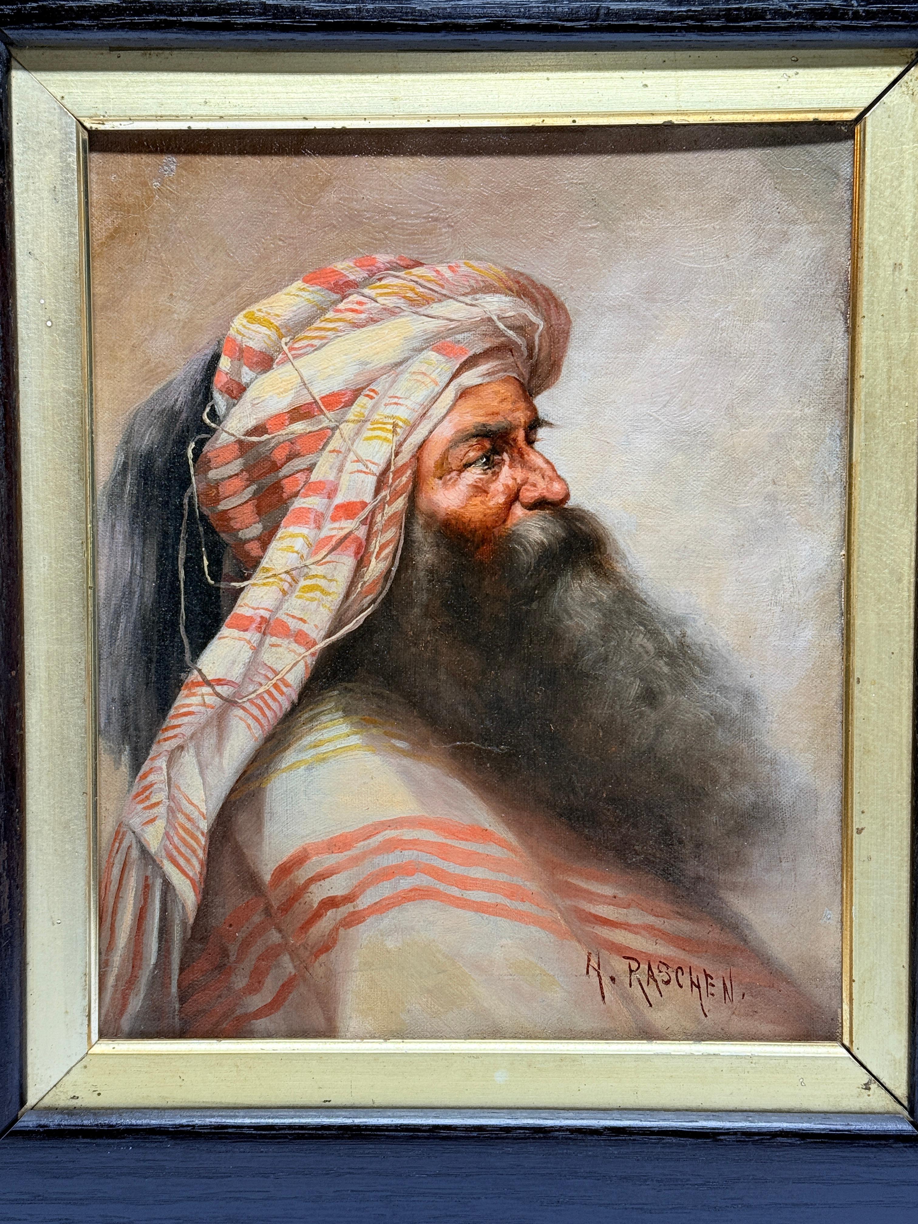Porträt von Henry Raschen (Amerikaner / Deutscher, 2. Oktober 1856 - 24. August 1937). Öl auf Leinwand, auf eine Platte aufgezogen. Maße: 19,375