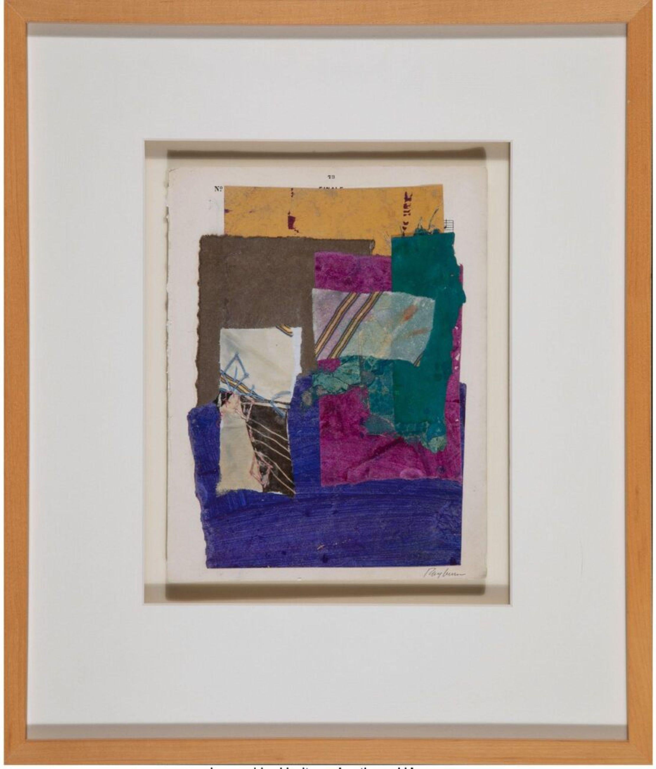 Finale, collage acrilico a tecnica mista unico e firmato, amato artista texano, incorniciato - Painting di Henry Rayburn