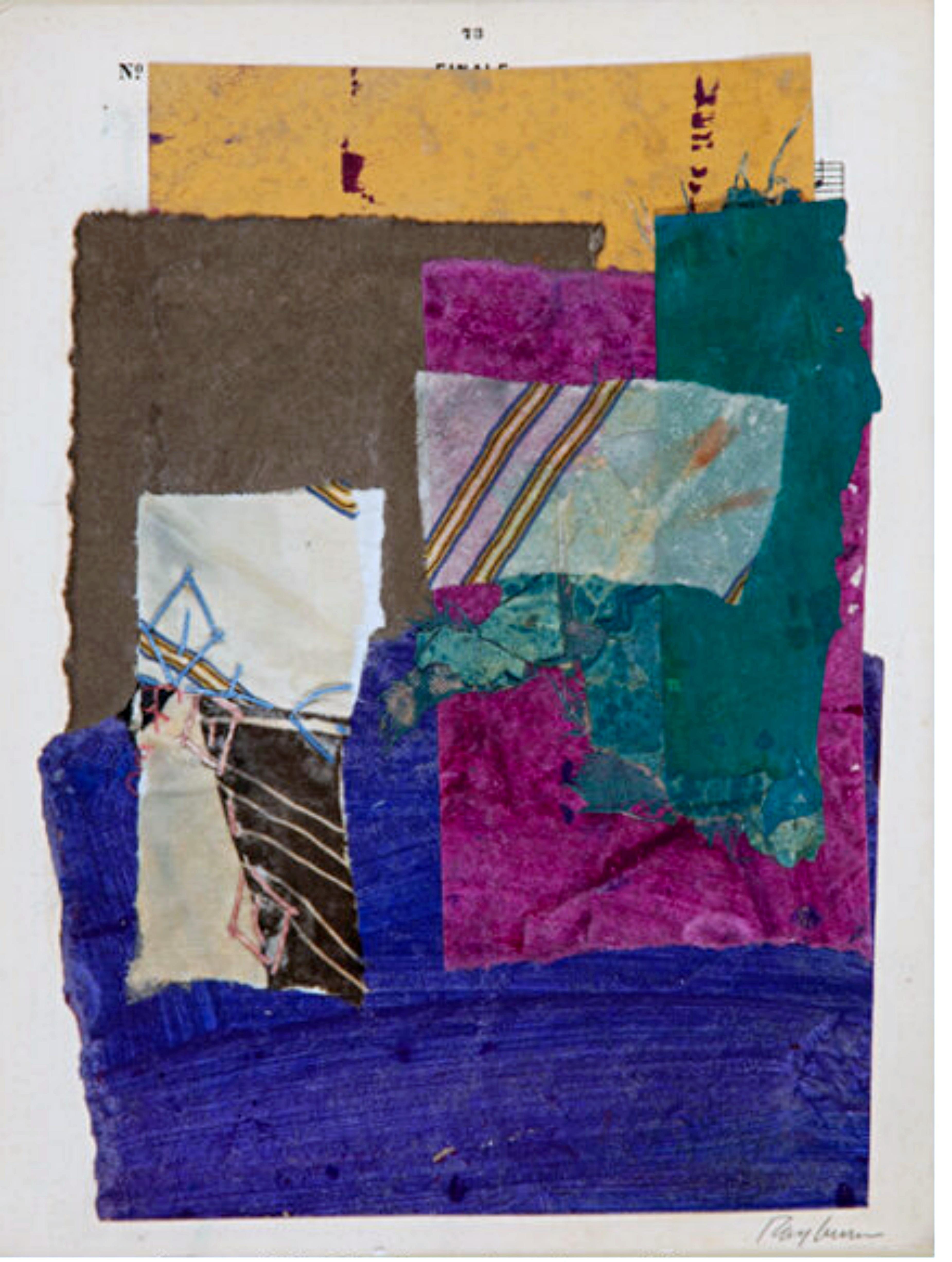 Abstract Painting di Henry Rayburn - Finale, collage acrilico a tecnica mista unico e firmato, amato artista texano, incorniciato
