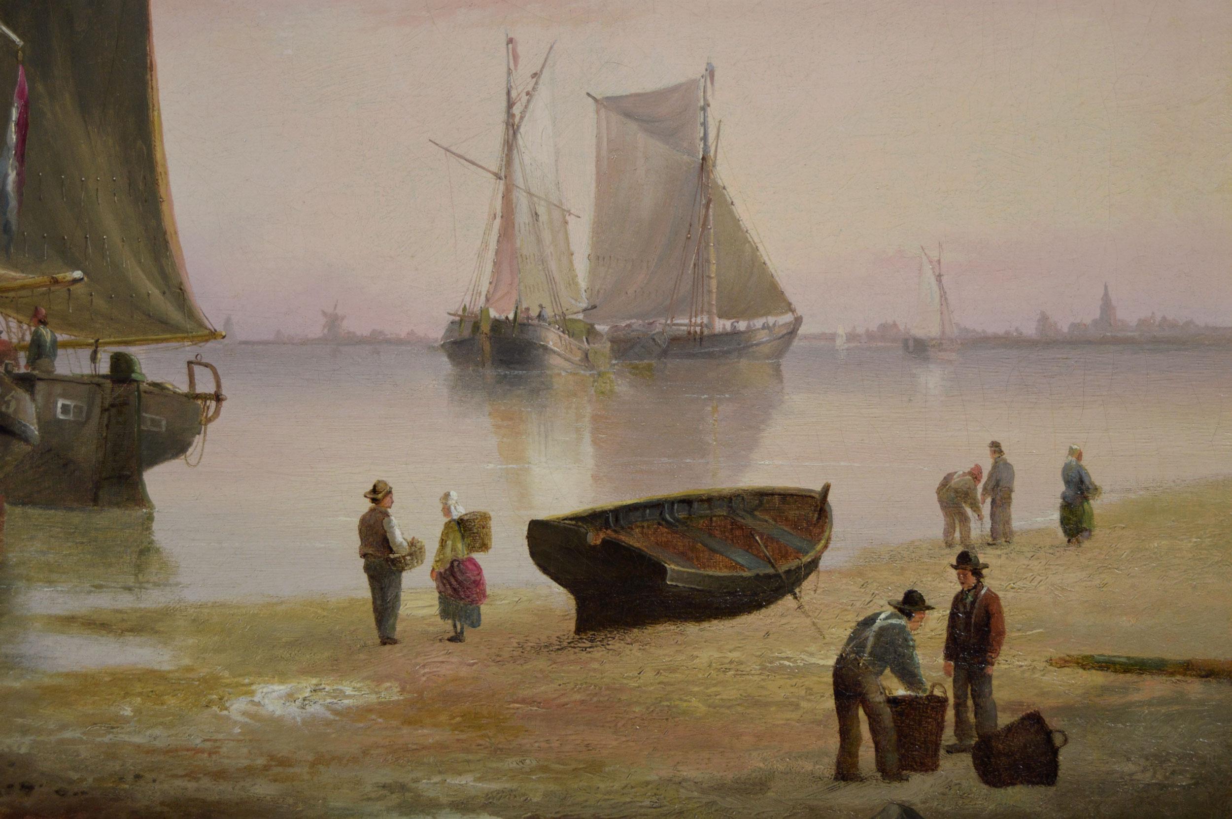Henry Redmore
British, (1820-1887)
Trading Schooners & Dutch Luggers on the Humber Estuary
Oil on canvas, signed & dated 1873
Image size: 23.5 inches x 37.5 inches 
Size including frame: 31.25 inches x 45.25 inches

An atmospheric seascape of
