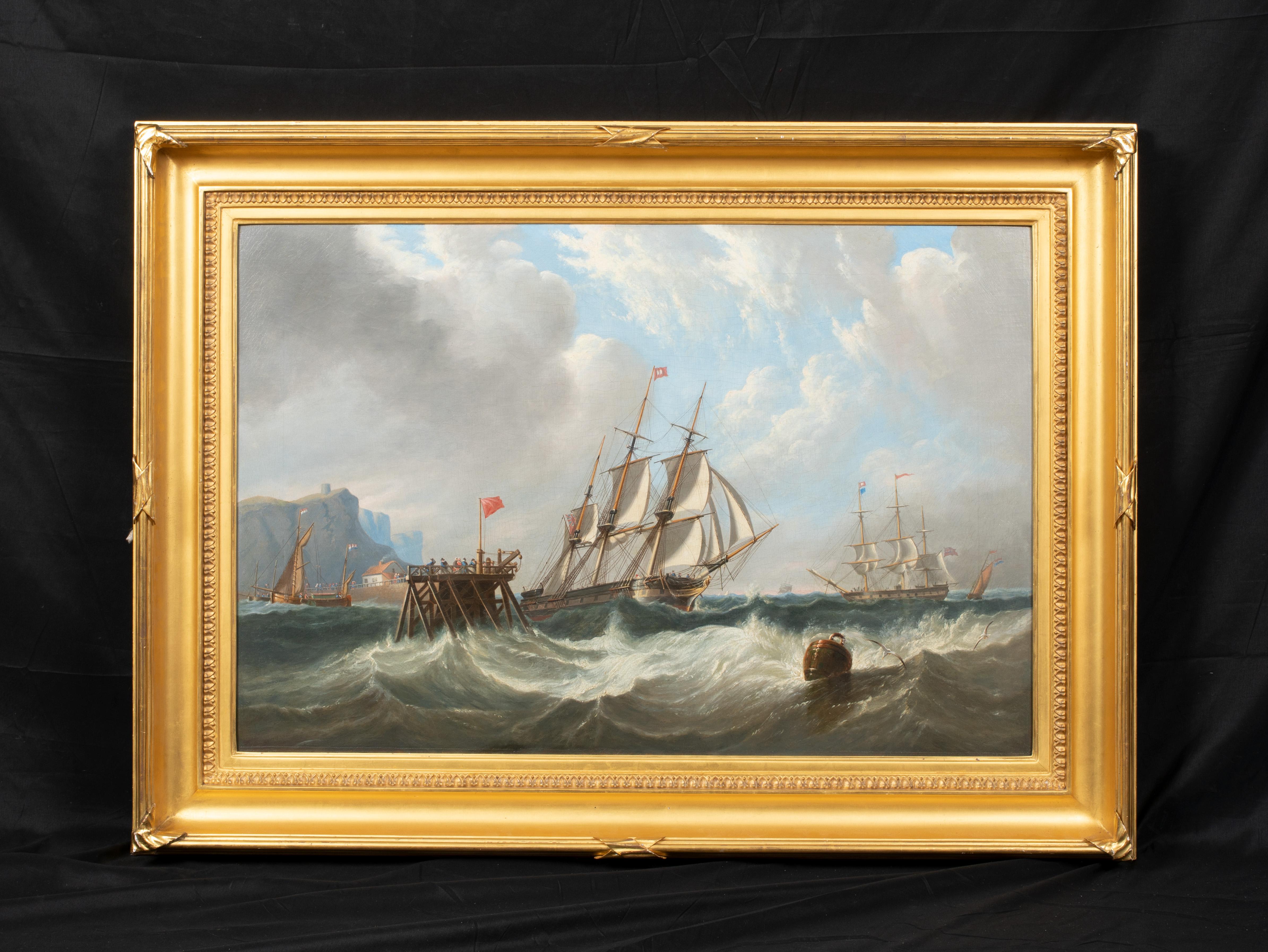 Ship In A Swell Off The Pier, 19th Century - Painting by Henry Redmore