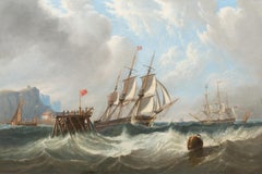 Schiff im Seegang vor der Mole, 19. Jahrhundert