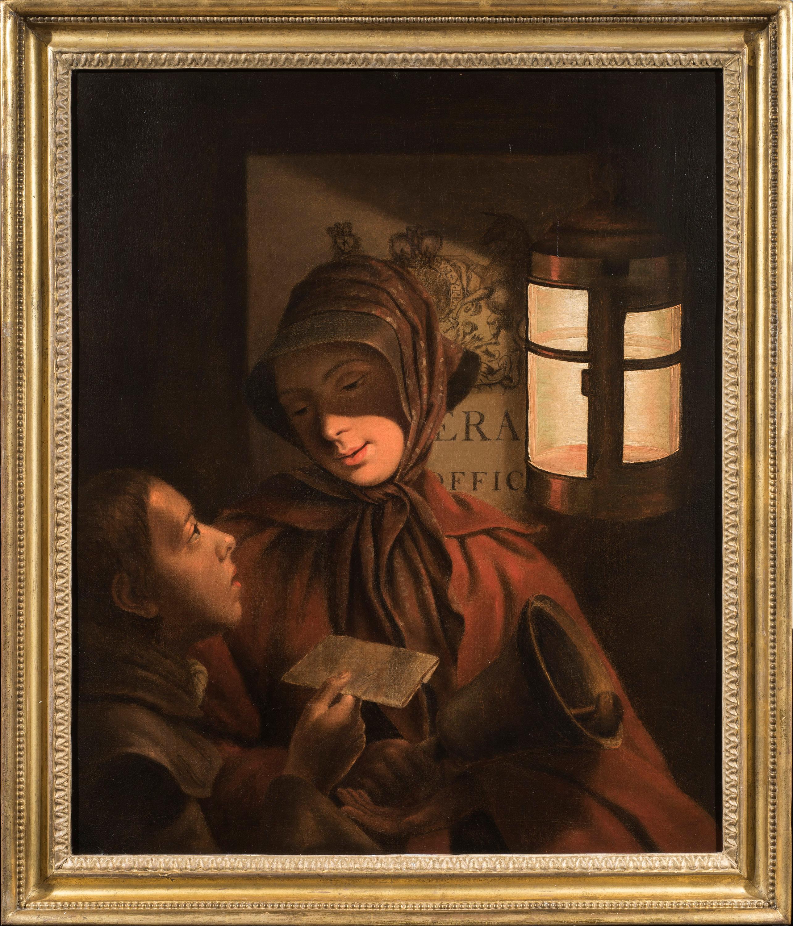 The Letter Woman, 18 Century Old Master Oil on Canvas - Painting by Henry Robert Morland