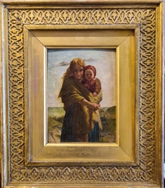 Antique Pre-Raphaelite Mother and Child