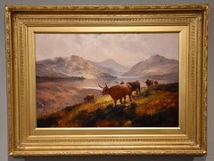 Oil Painting by Henry Robinson Hall  "Moorland Rovers, Loch Lomond"