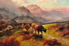 Glen Menteith, Scotland – Highland Cattle. Scottish Cows. Victorian Oil Painting