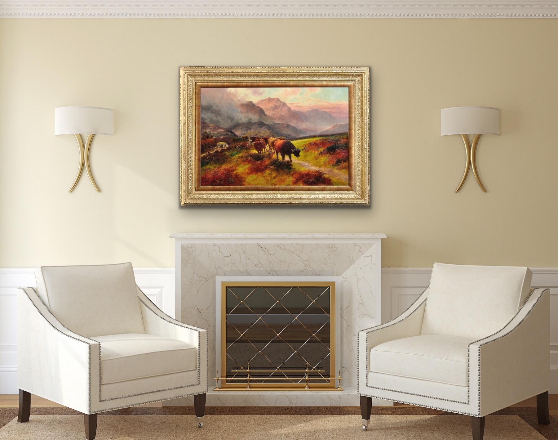 Glen Menteith – Highland Cattle. Scottish Cows. Victorian. Scotland. Large Oil. For Sale 1