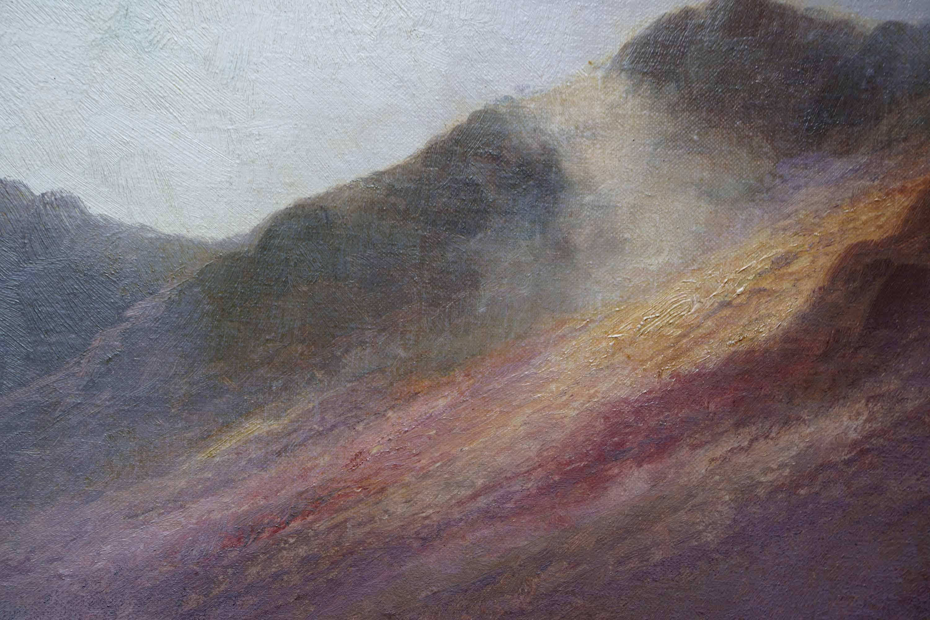 Bestiame delle Highlands Glen Sannox Arran - Pittura ad olio di un paesaggio dell'arte vittoriana britannica in vendita 1