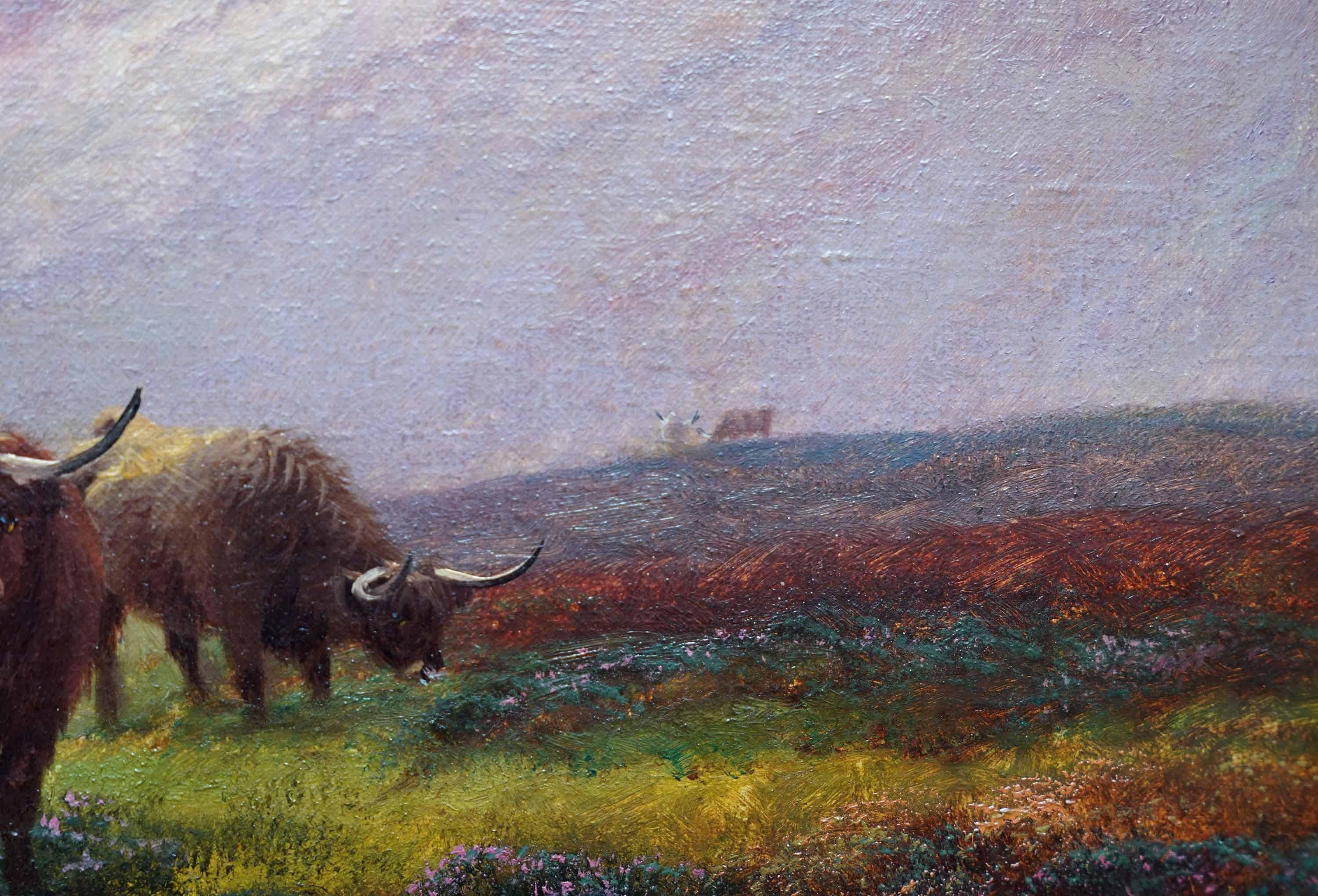 Bestiame delle Highlands Glen Sannox Arran - Pittura ad olio di un paesaggio dell'arte vittoriana britannica in vendita 2