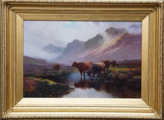 Bestiame delle Highlands Glen Sannox Arran - Pittura ad olio di un paesaggio dell'arte vittoriana britannica