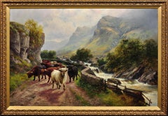 The Pass of The Trossachs, Scotland – Highland Cattle. Scottish Cows. Victorian.