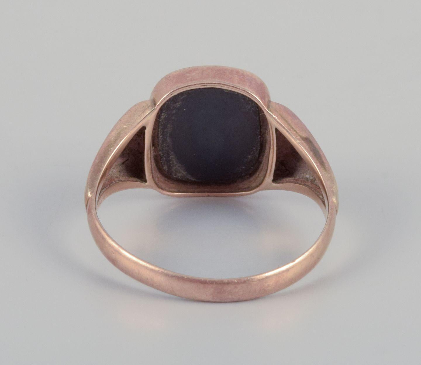 Henry Roland, dänischer Goldschmied. Ring aus 14 Karat Gold mit Onyx. Mid-20th  C. im Angebot 2