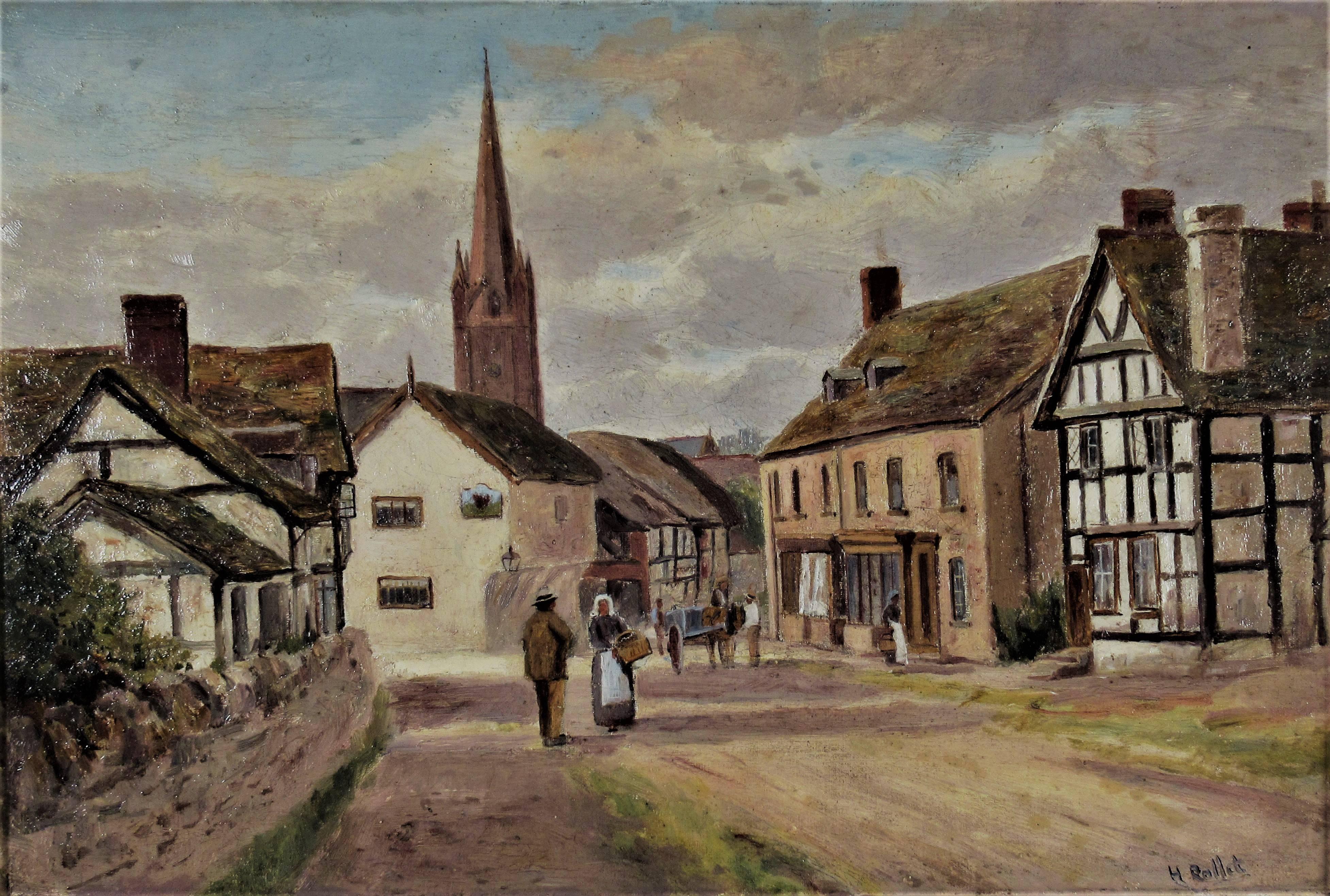 Rue de Village Breton - Painting de Henry Rollet