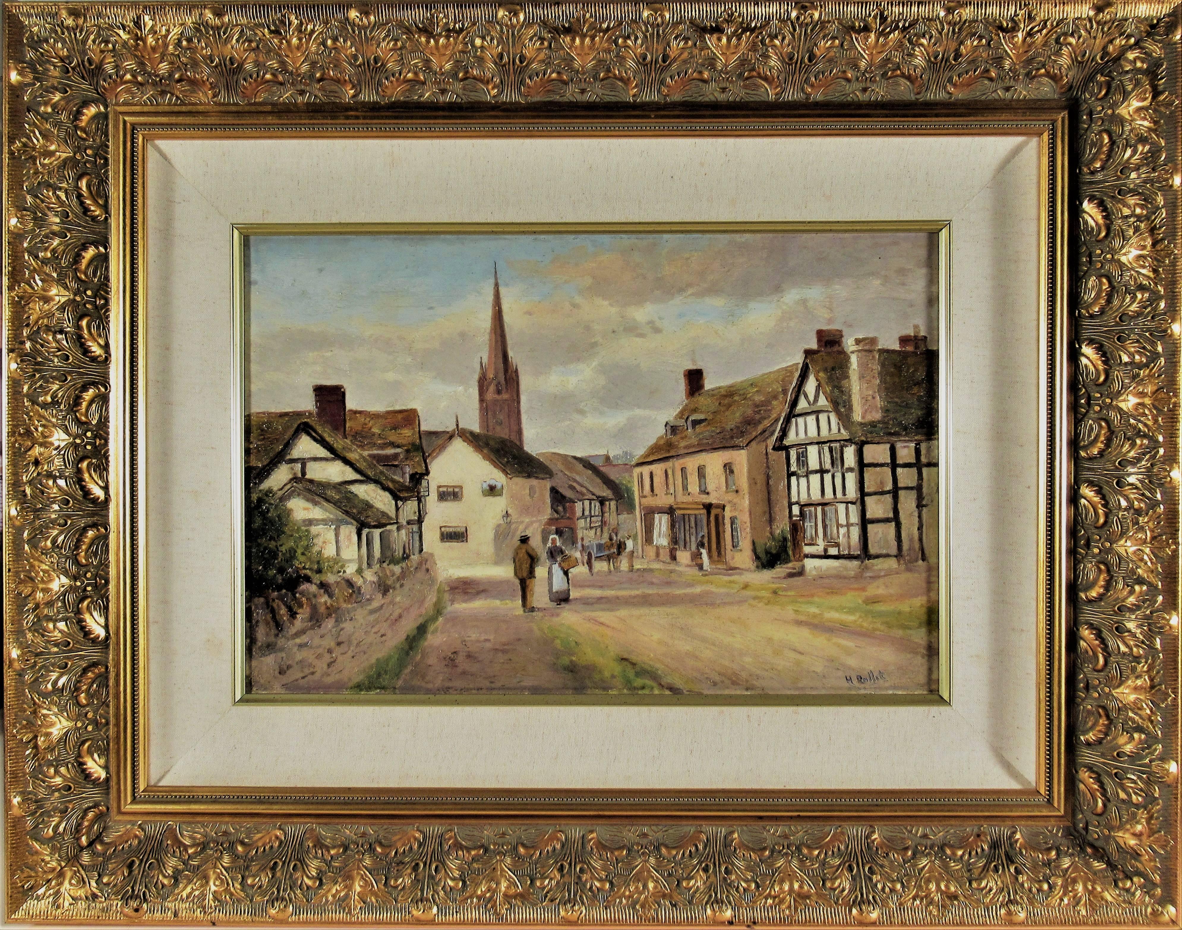 Figurative Painting de Henry Rollet - Rue de Village Breton
