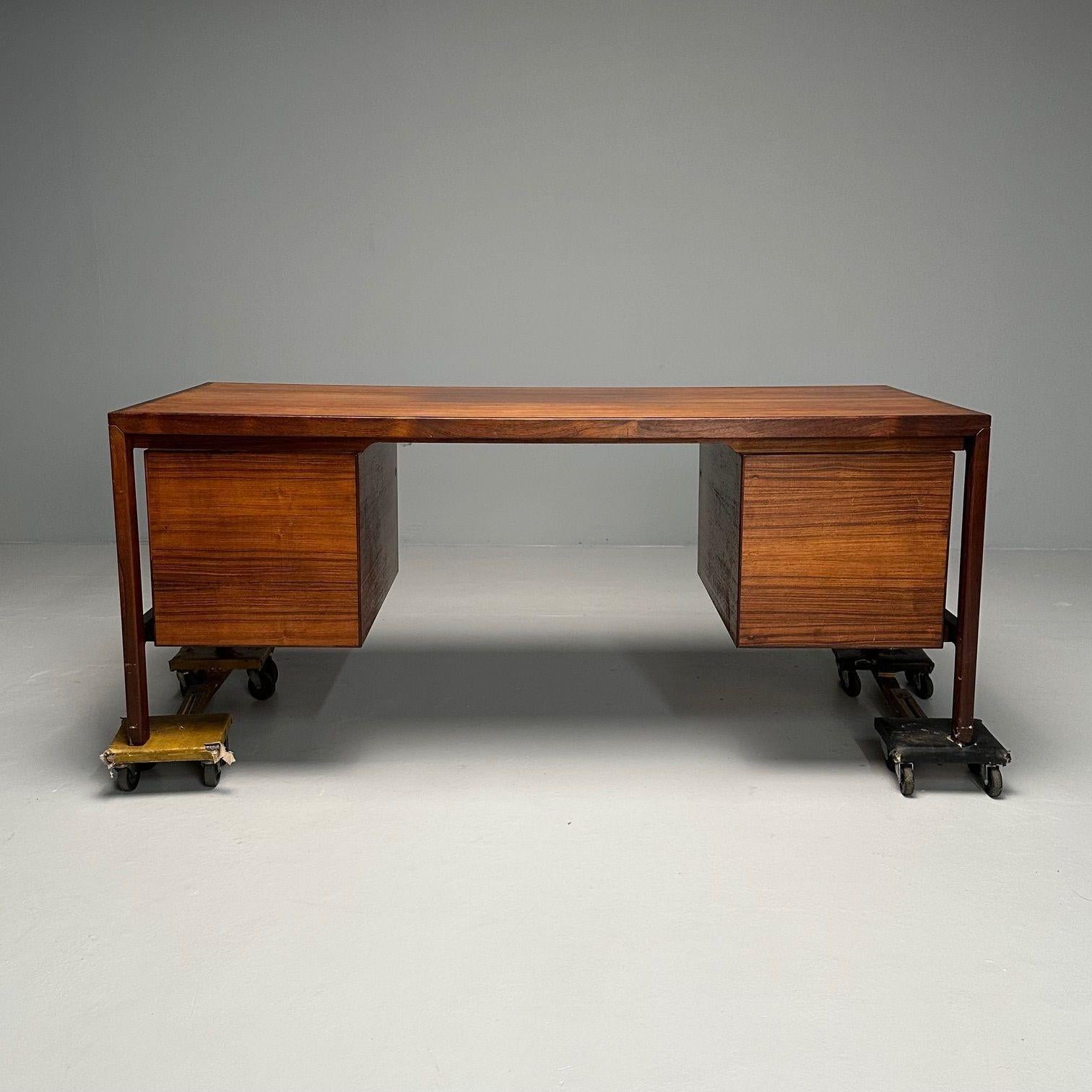 Henry Rosengren, moderne danois du milieu du siècle dernier, bureau flottant, bois de rose brésilien en vente 4