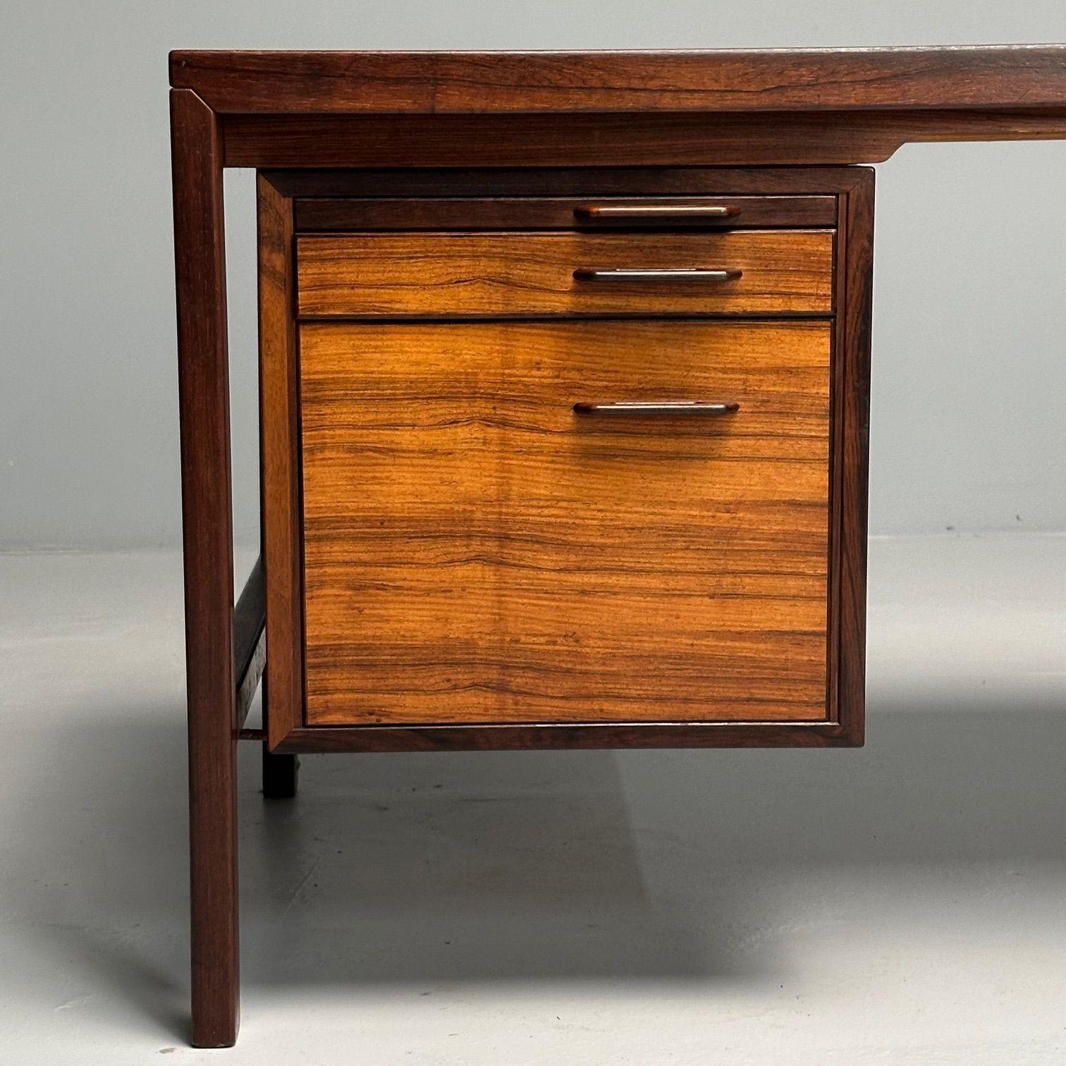 Mid-20th Century Henry Rosengren, Danish Mid-Century Modern, Floating Desk, Brazilian Rosewood For Sale