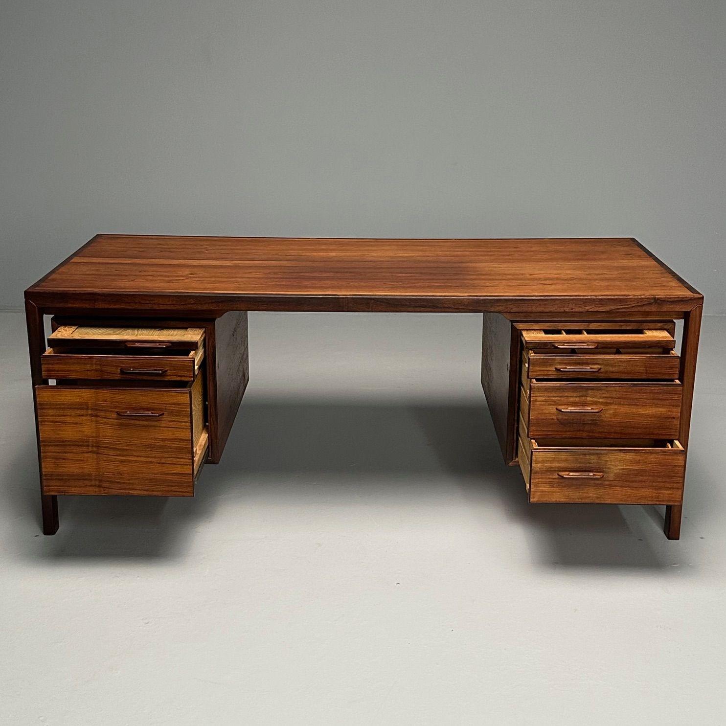 Mid-20th Century Henry Rosengren, Danish Mid-Century Modern, Floating Desk, Brazilian Rosewood