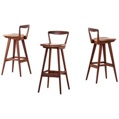 Henry Rosengren Hansen Bar Stools Produced by Brande Møbelfabrik in Denmark