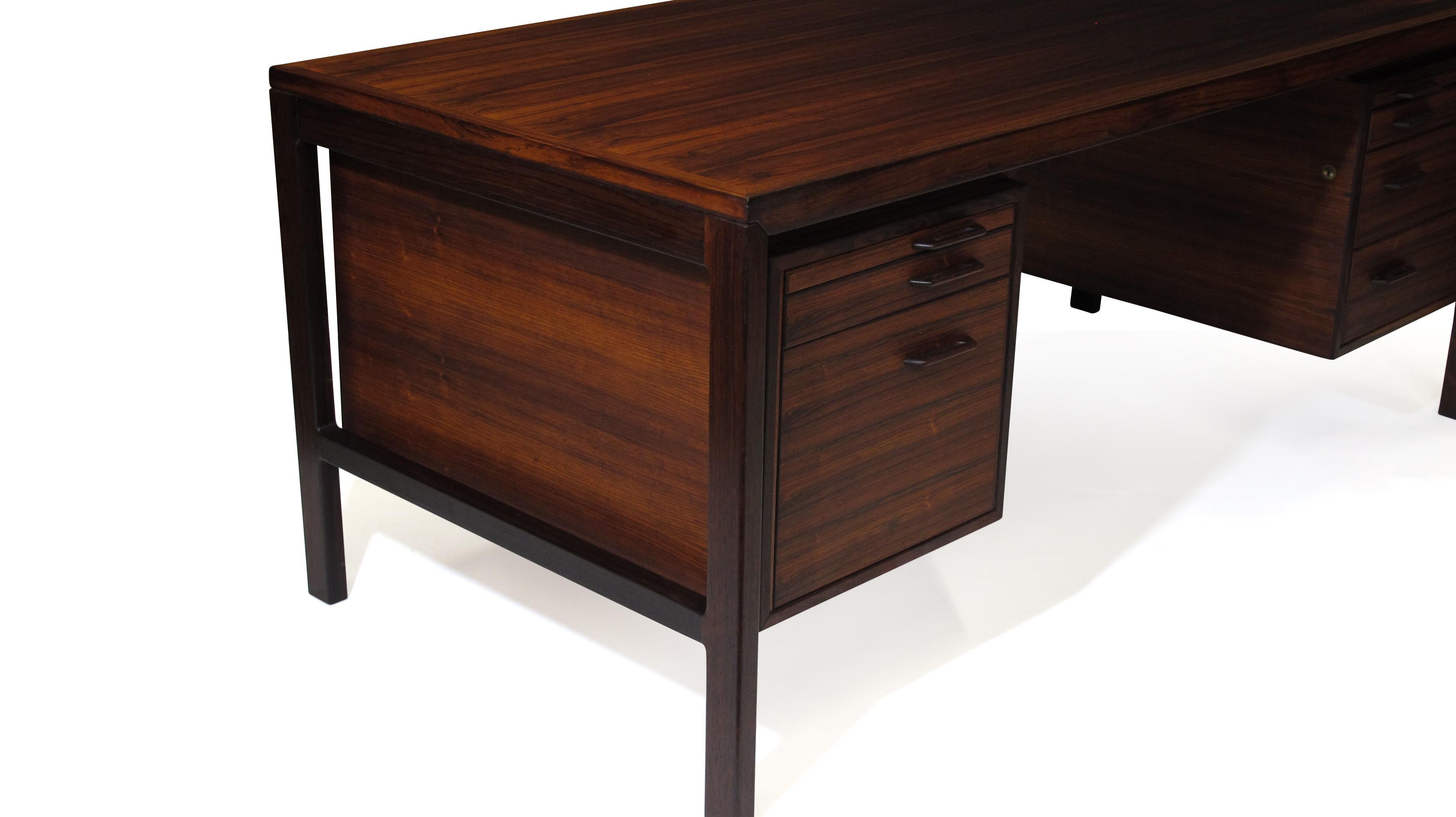 Oiled Henry Rosengren Hansen Danish Rosewood Executive Desk