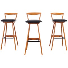 Henry Rosengren Hansen Danish Teak Bar Stools for Brande Møbelindustri