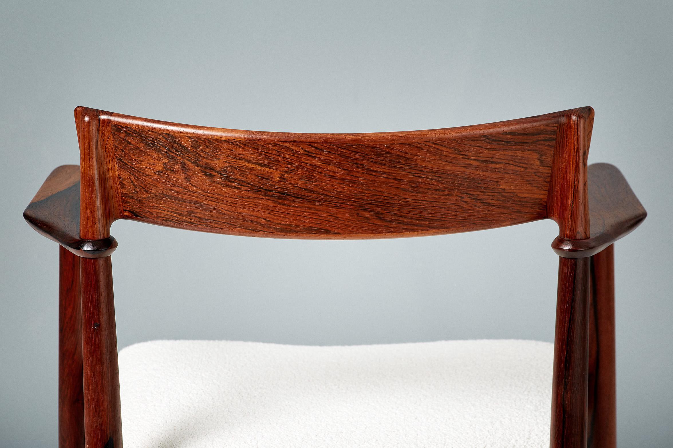 Danish Henry Rosengren Hansen Rosewood and Boucle Armchair, 1960 For Sale