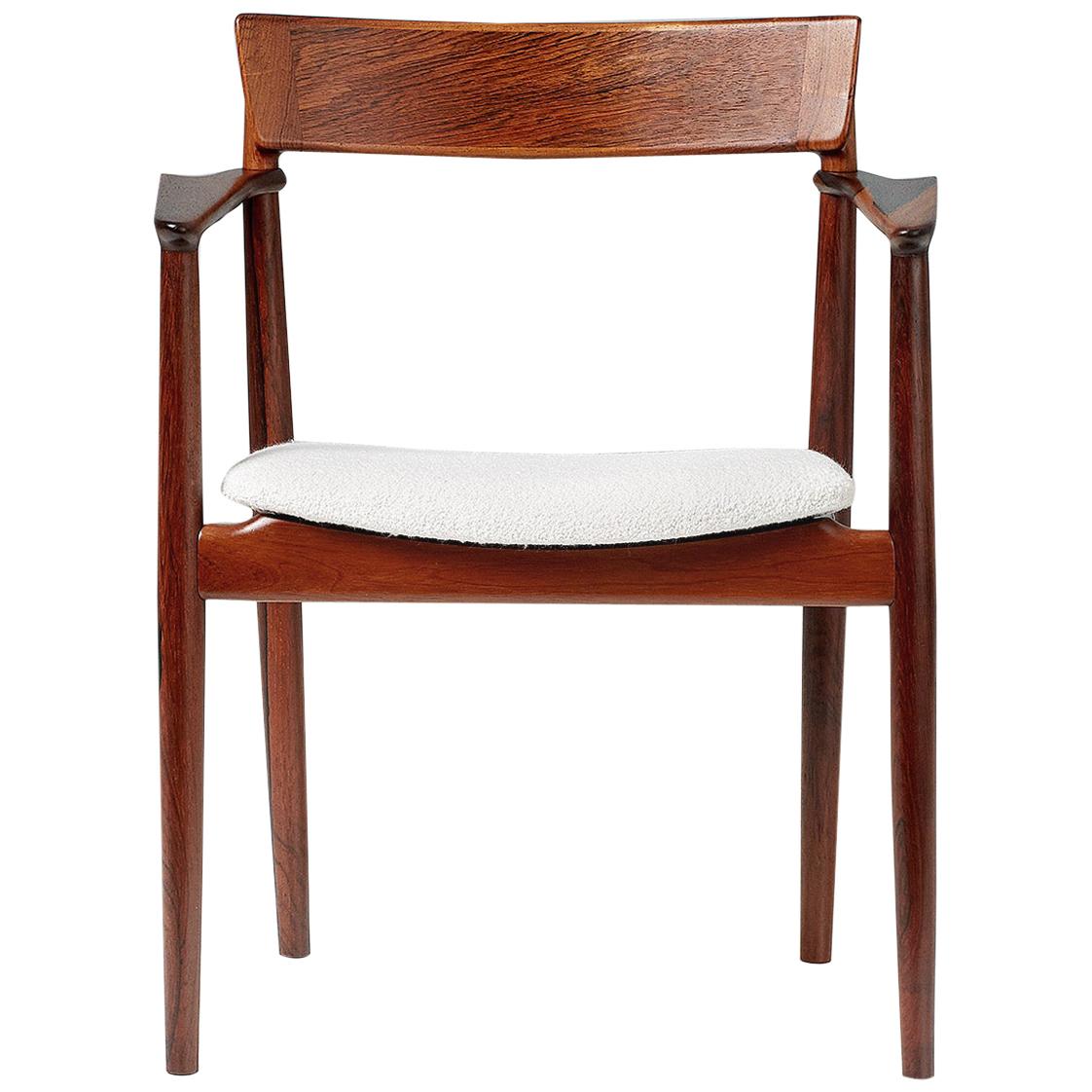 Henry Rosengren Hansen Rosewood and Boucle Armchair, 1960 For Sale
