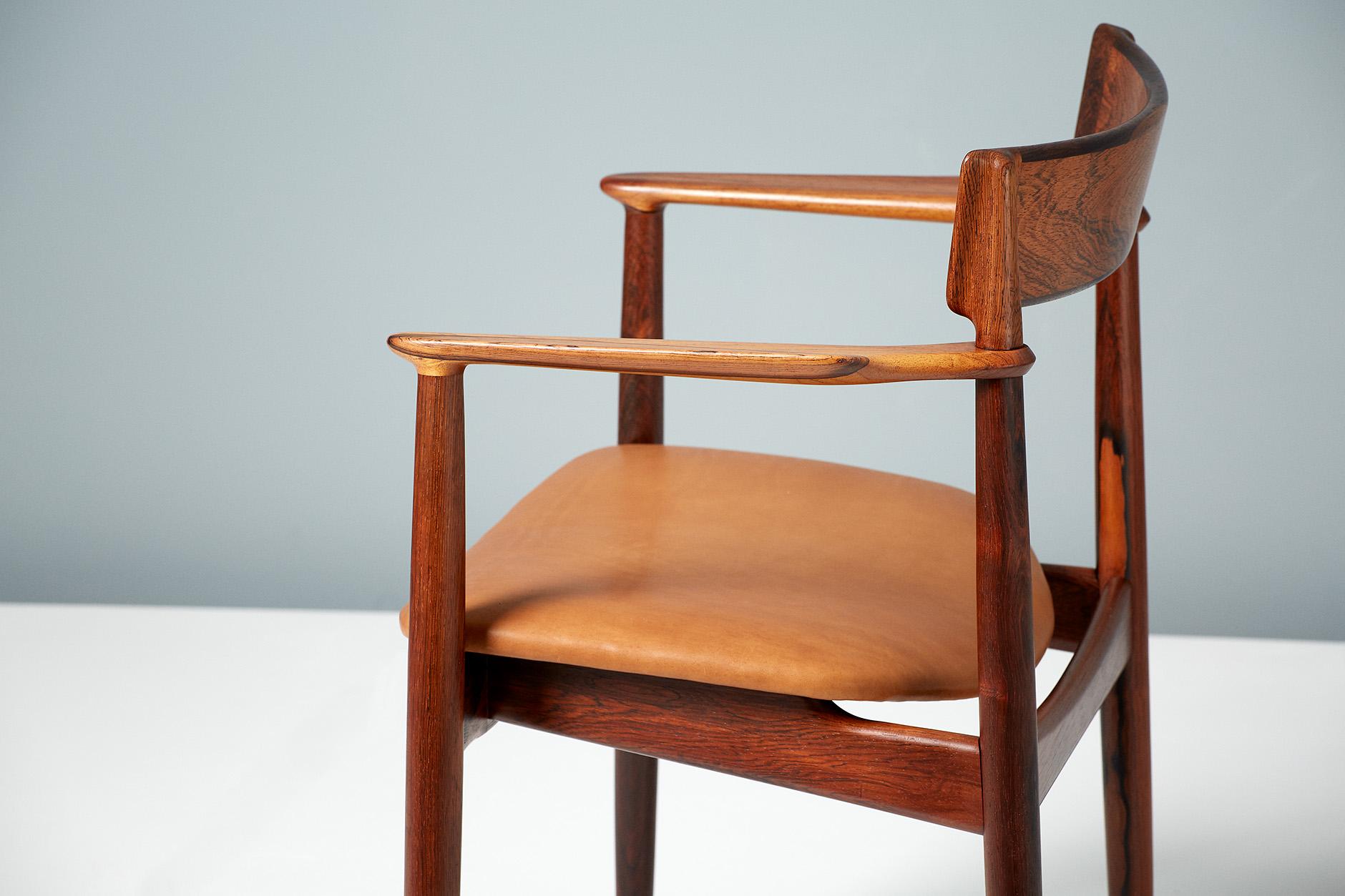 Henry Rosengren Hansen Rosewood and Leather Armchair, 1960 For Sale 3