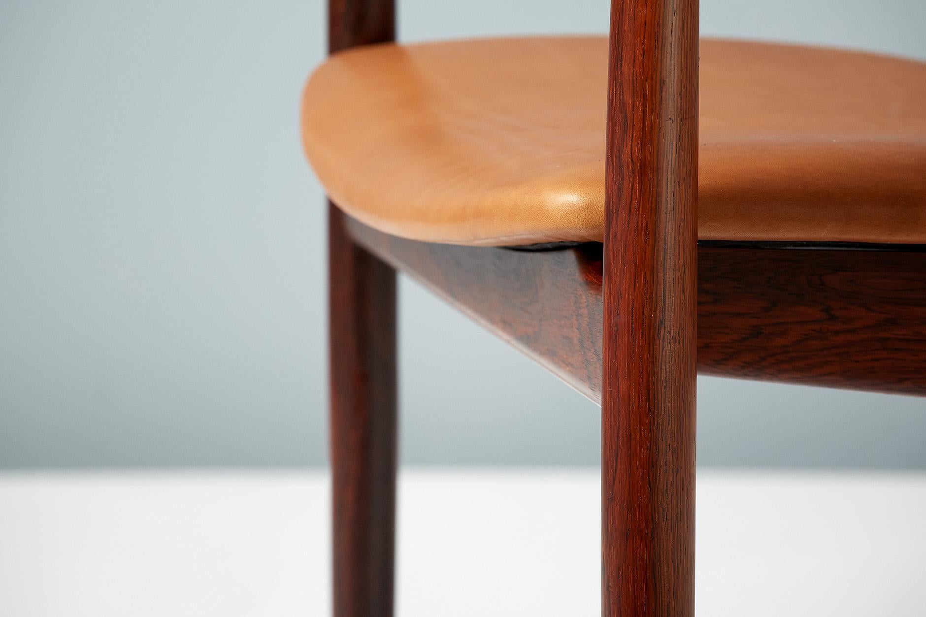 Henry Rosengren Hansen Rosewood and Leather Armchair, 1960 For Sale 1