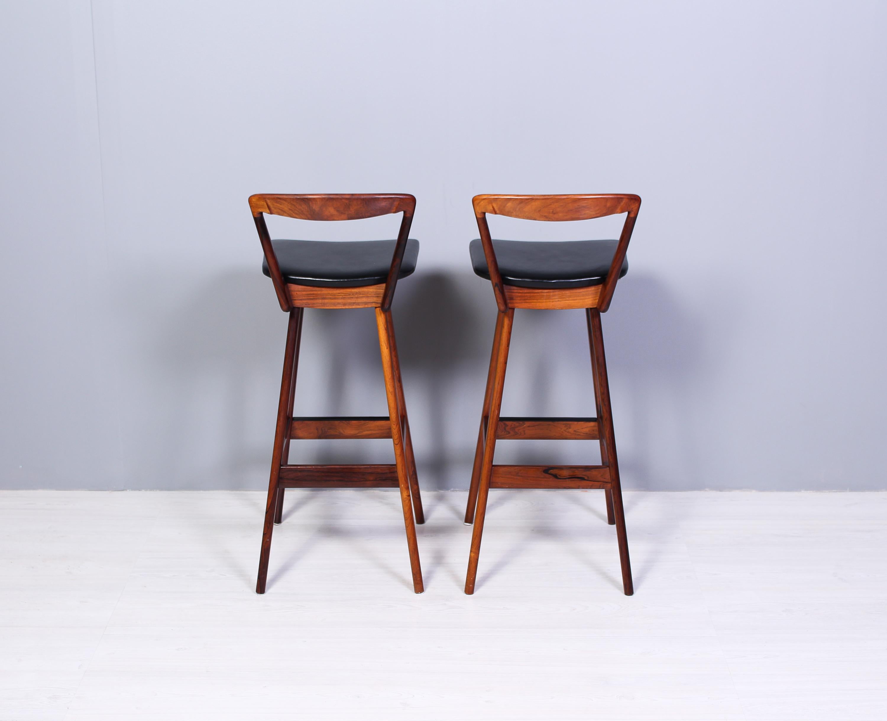 Danish Henry Rosengren Hansen Rosewood Bar Stools for Brande Møbelfabrik, 1950s