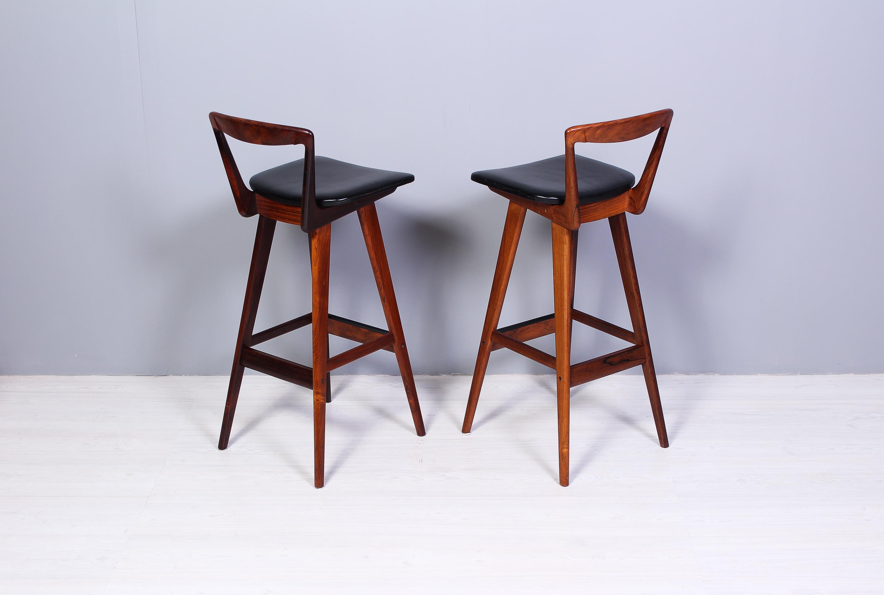 Henry Rosengren Hansen Rosewood Bar Stools for Brande Møbelfabrik, 1950s 1