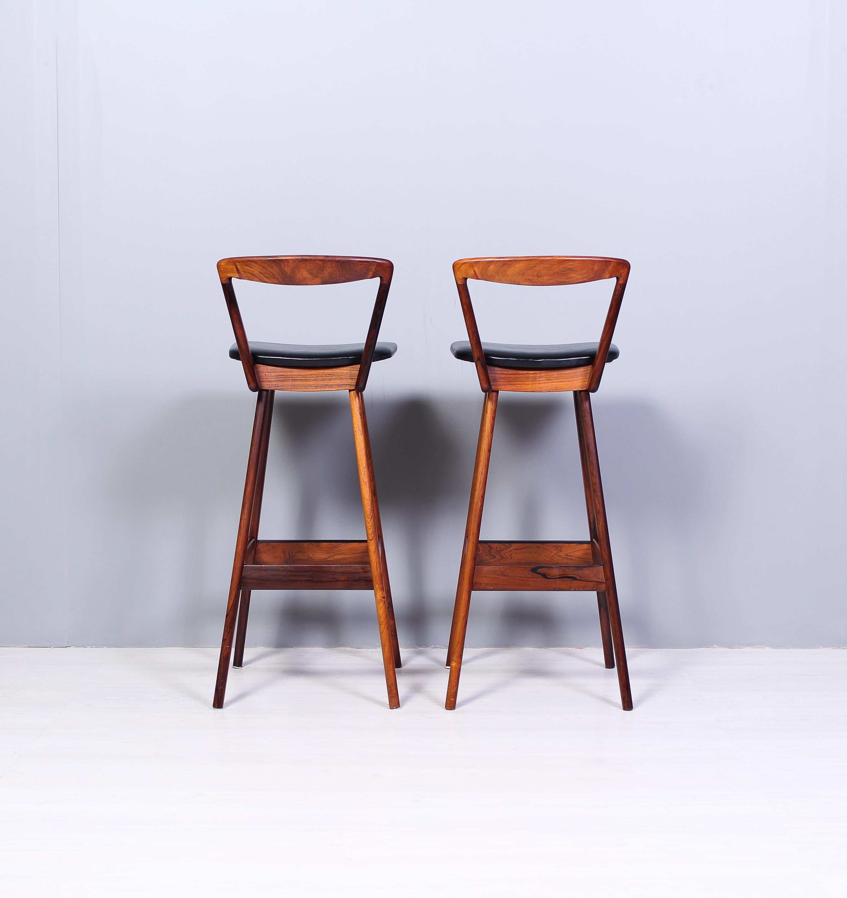 Henry Rosengren Hansen Rosewood Bar Stools for Brande Møbelfabrik, 1950s 2