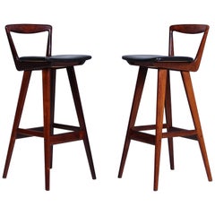 Henry Rosengren Hansen Rosewood Bar Stools for Brande Møbelfabrik, 1950s