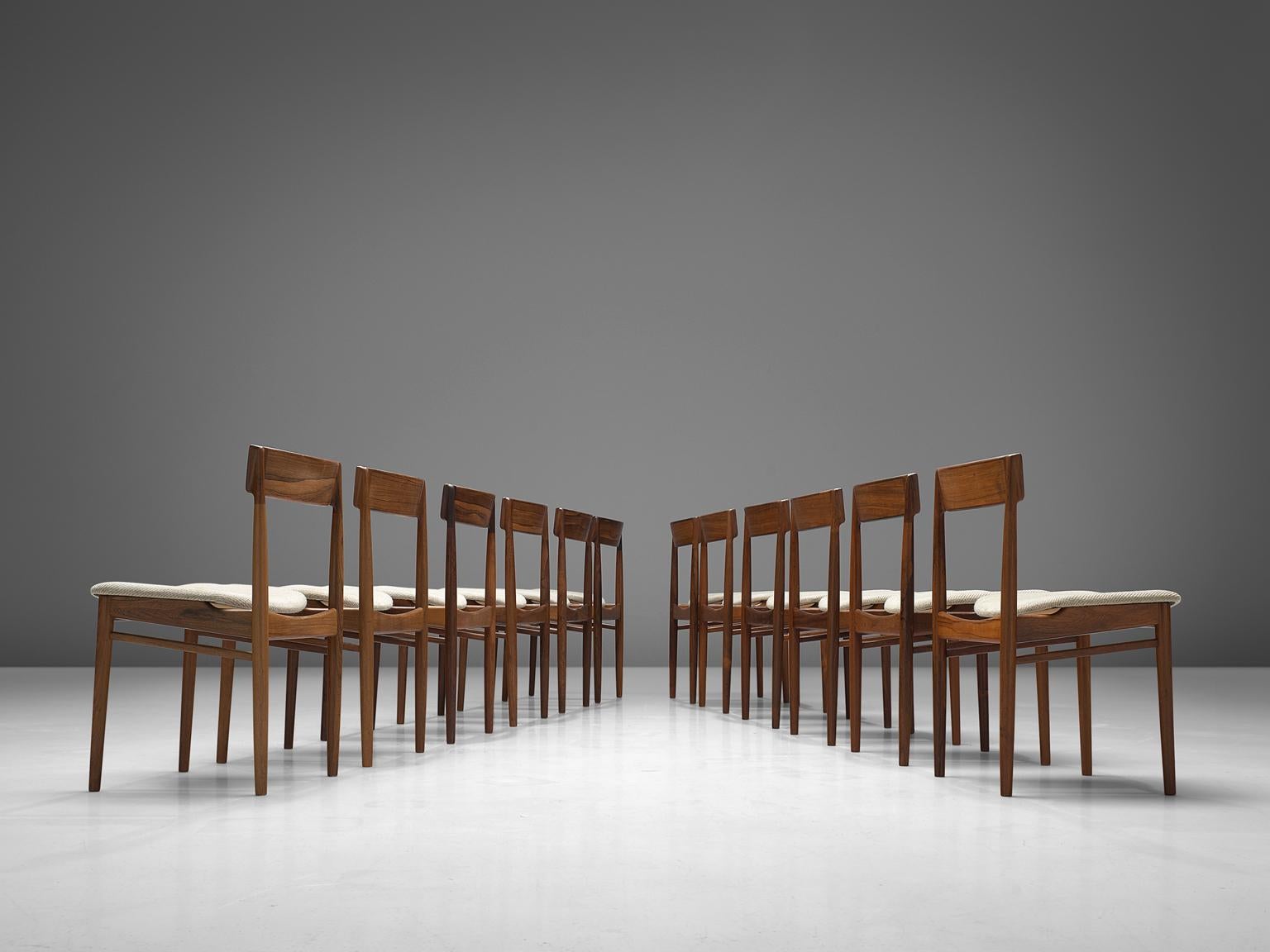 Scandinavian Modern Henry Rosengren Hansen Set of Twelve Rosewood Dining Chairs 'Model 39'