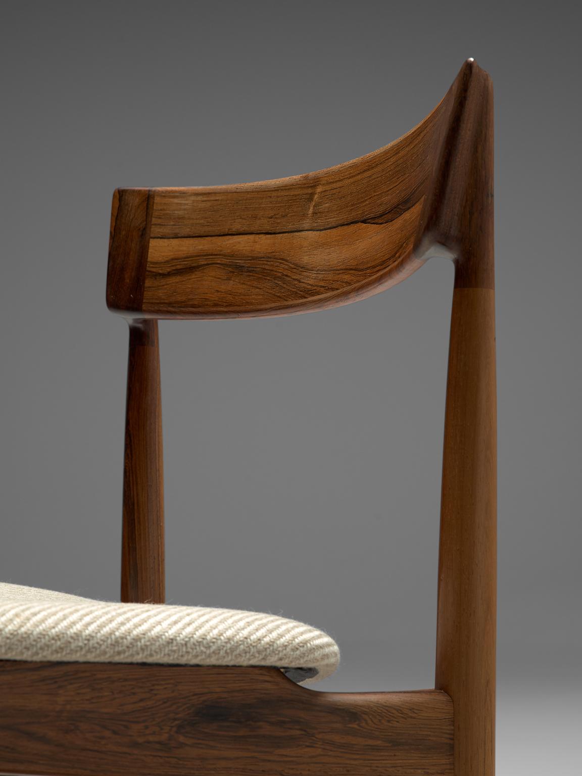 Fabric Henry Rosengren Hansen Set of Twelve Rosewood Dining Chairs 'Model 39'
