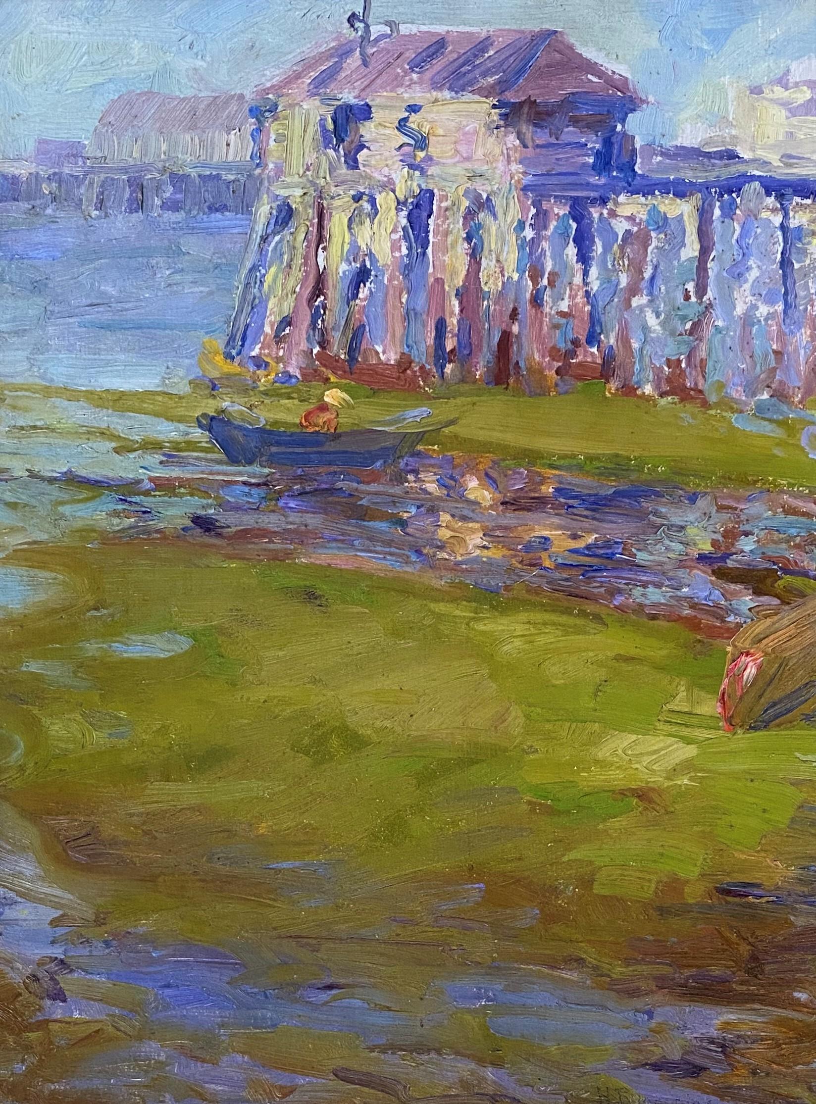 Provincetown, Pier Low Tide - American Impressionist Art by Henry Ryan MacGinnis