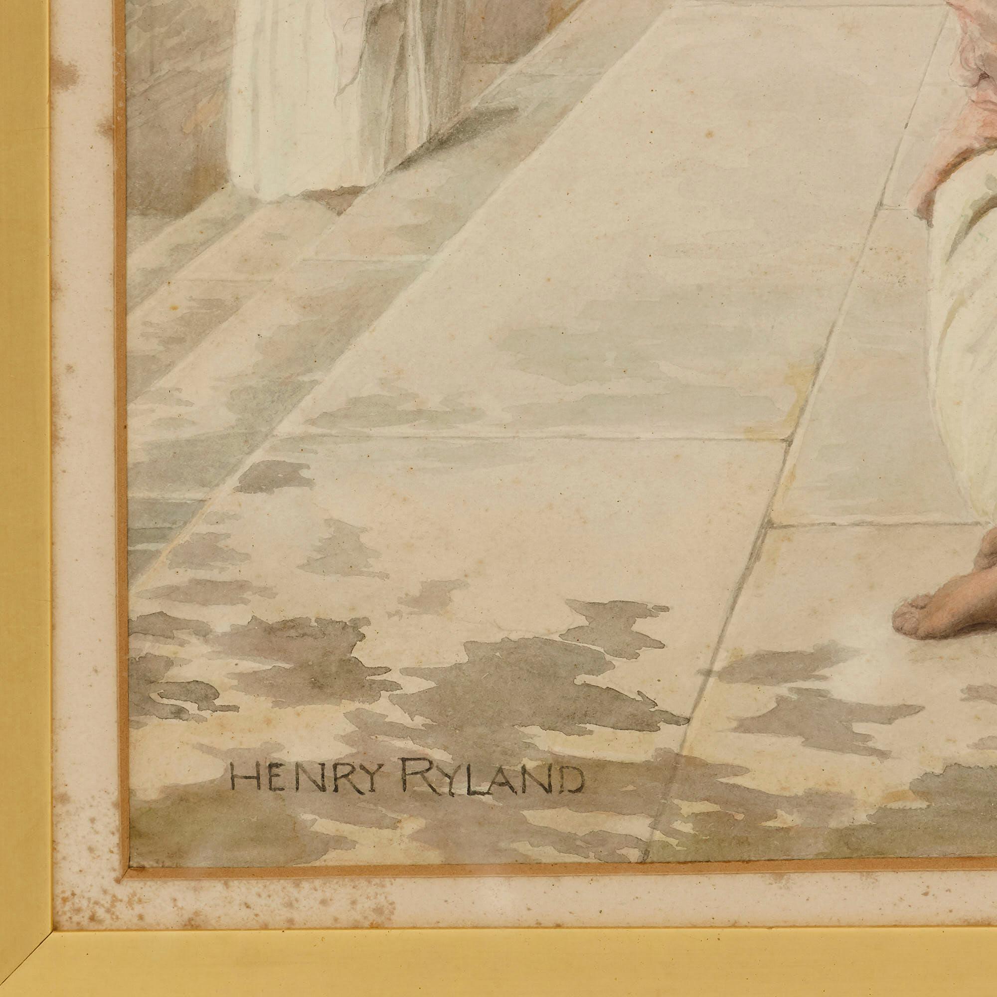 Watercolour painting by Henry Ryland For Sale 1