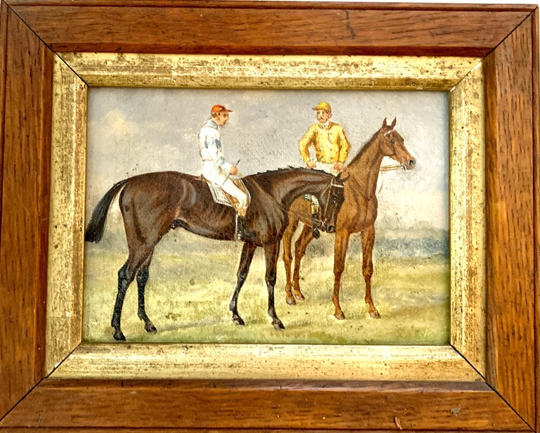 Unknown 19th century English Horse racing scene with jockeys on horse