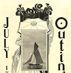 Original Outing July 1895 magazine poster  Sailboat
