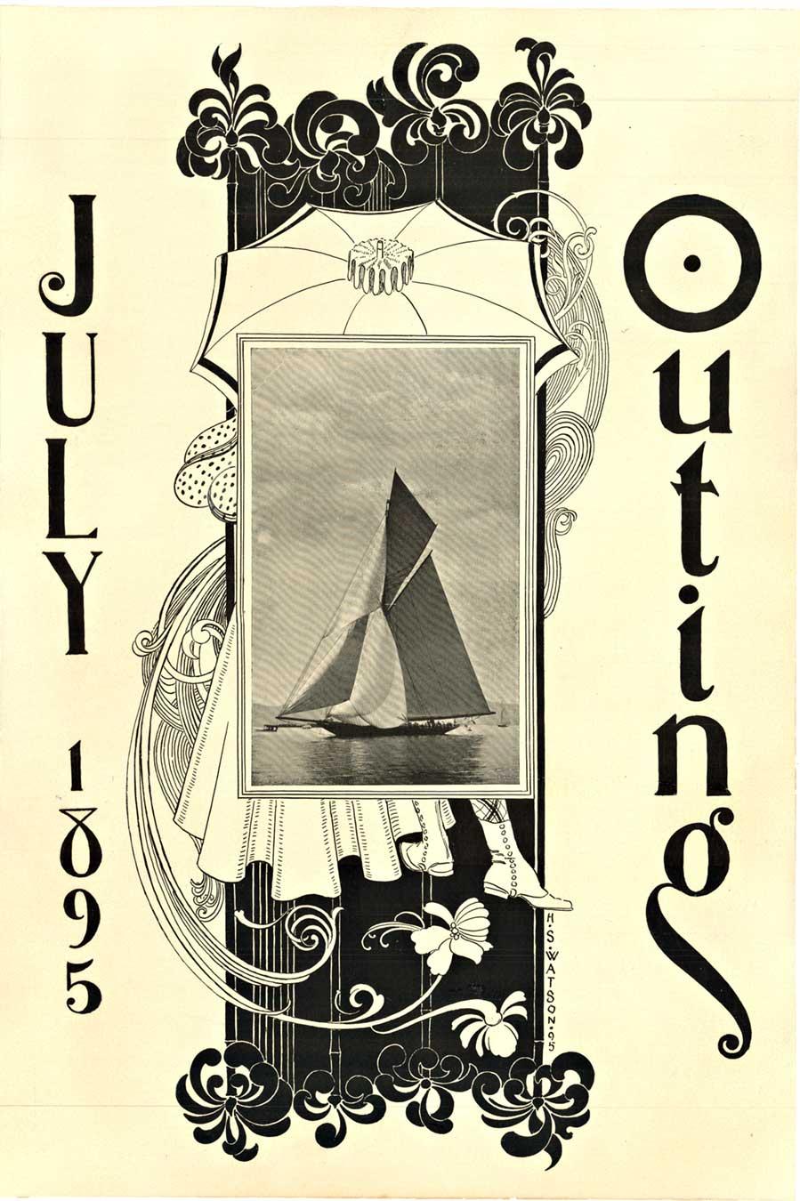 Cartel original de la revista Outing de julio de 1895  Velero